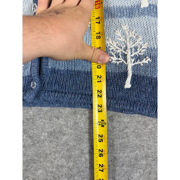 Vintage Timberlea Cardigan Womens L Striped Knit Winter Trees Cozy Warm Sweater - Picture 5 of 5